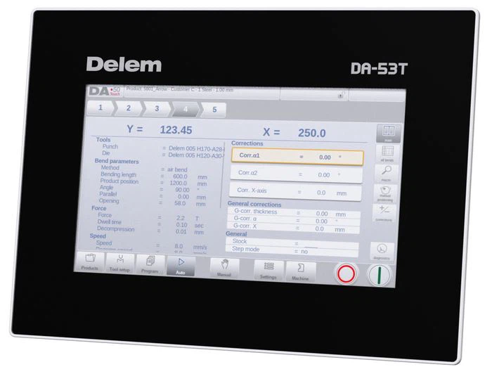 DELEM DA53T 4 Rheolwr Brêc Gwasg Echel Cnc
